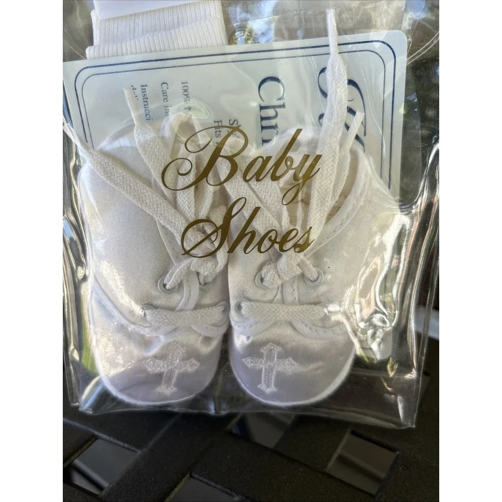 Vintage 90's White Christening Baby Shoes Booties In Package‎ Doll